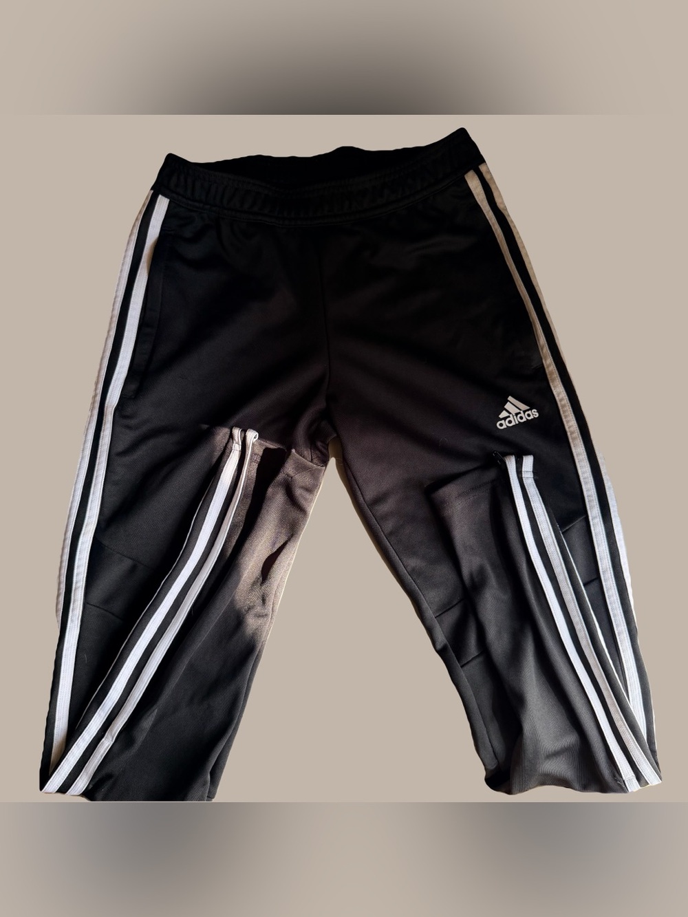 Adidas Black Track Pants with White Side Stripes